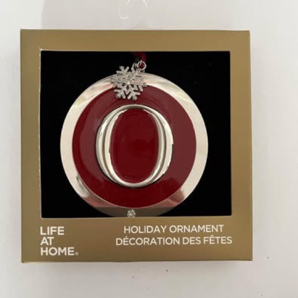 Letter O Metal Christmas Ornament